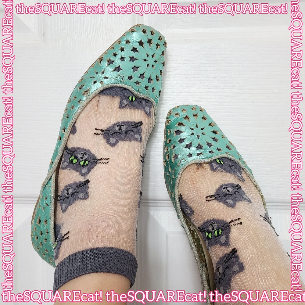 JIMMY CHOO 🦚 vintage peacock metallic cosmic stars cut out square toe flats 🦚